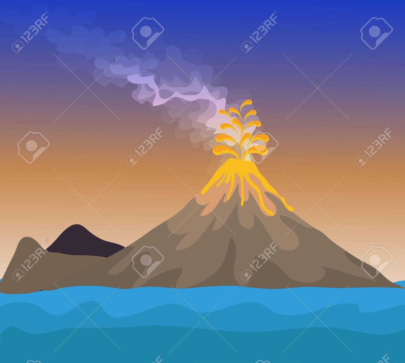 ベクトル イラスト ホット溶岩と火山の噴火 のイラスト素材 ベクタ Image