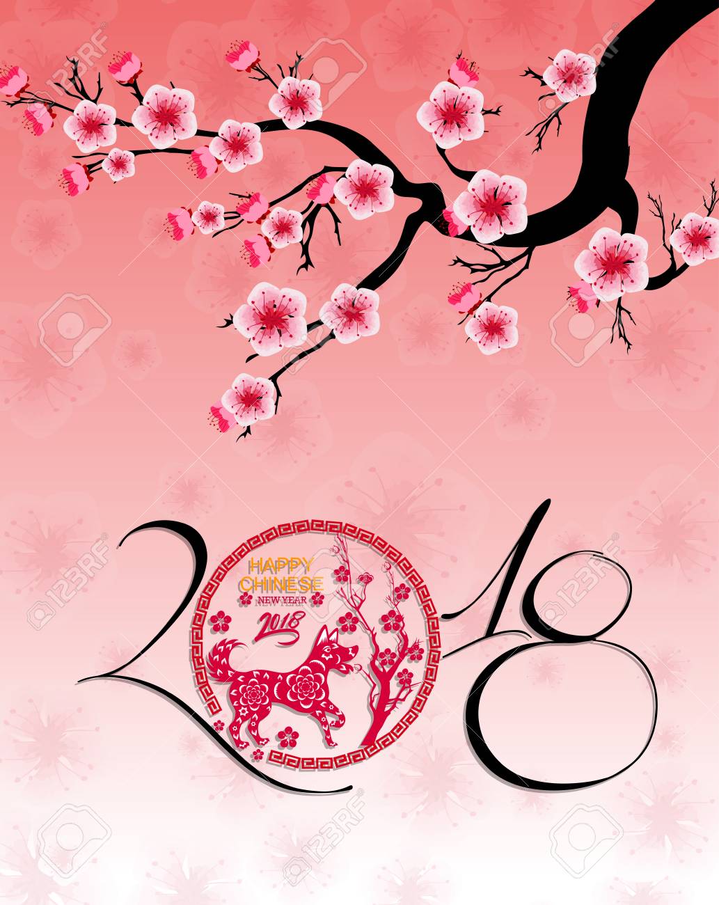 happy chinese new year 2018 year of the dog card design chinese new year card design
