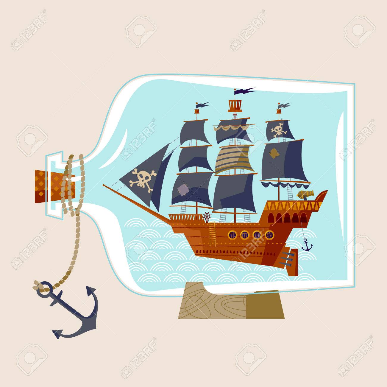 Barco Pirata En Una Botella Barco Pirata En Una Botella