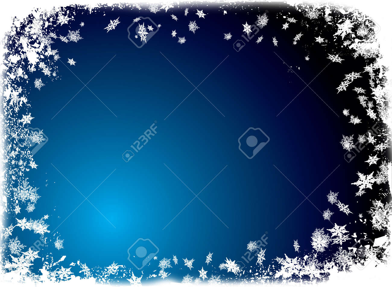 christmas border theme with white snowflake and a ice blue