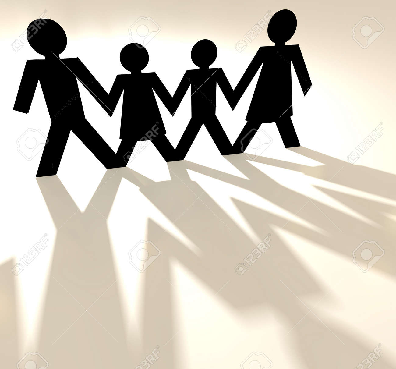 Four People Family Group Holding Hands As Paper Cut Out Stock Photo Four People Family Group Holding Hands As Paper Cut Out Stock Photo