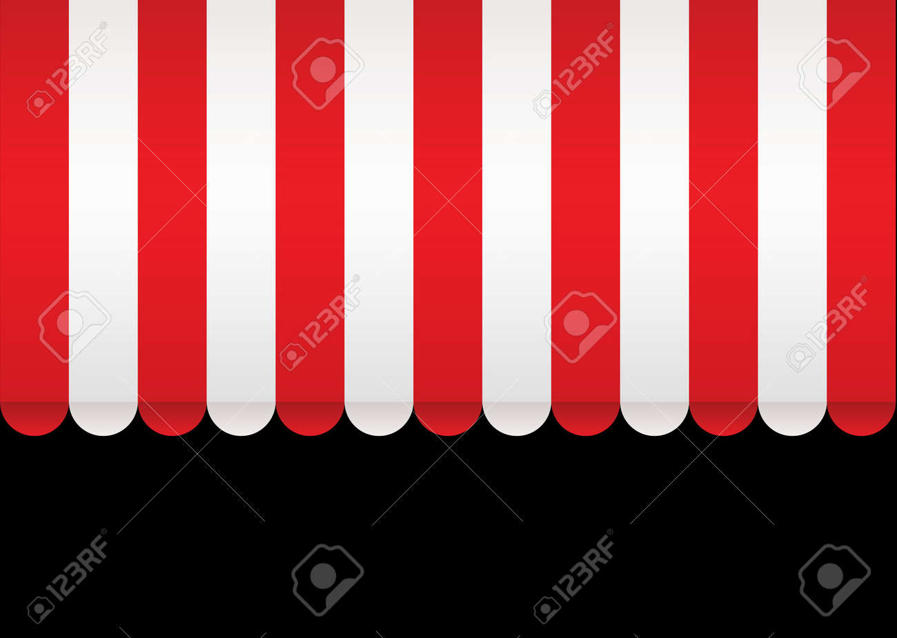 Red and white strip shop awning with space for company name - 8238807 Red and white strip shop awning with space for company name - 8238807