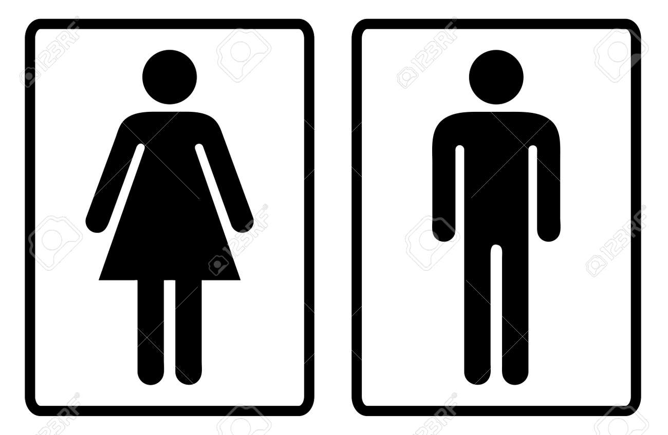 Simple black and white male and female toilet symbols - 14872295 Simple black and white male and female toilet symbols - 14872295