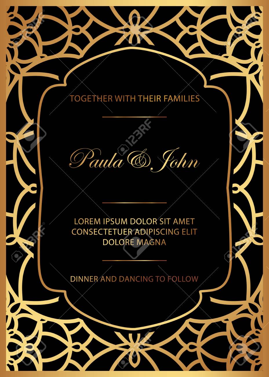 stylish gold and black wedding card royal vintage wedding invitation black invitation template