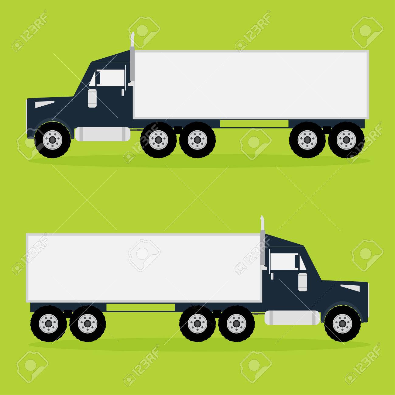 緑の背景の影でコンテナー トラッカー トラック イラスト のイラスト素材 ベクタ Image