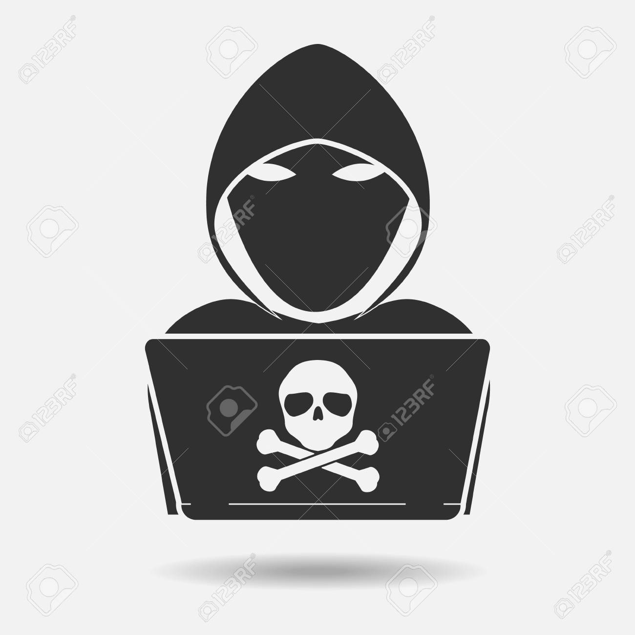 Hacker Icon Black Shadow With Skull Cross Bone On White Background Royalty Free Cliparts Vectors And Stock Illustration Image 79879544