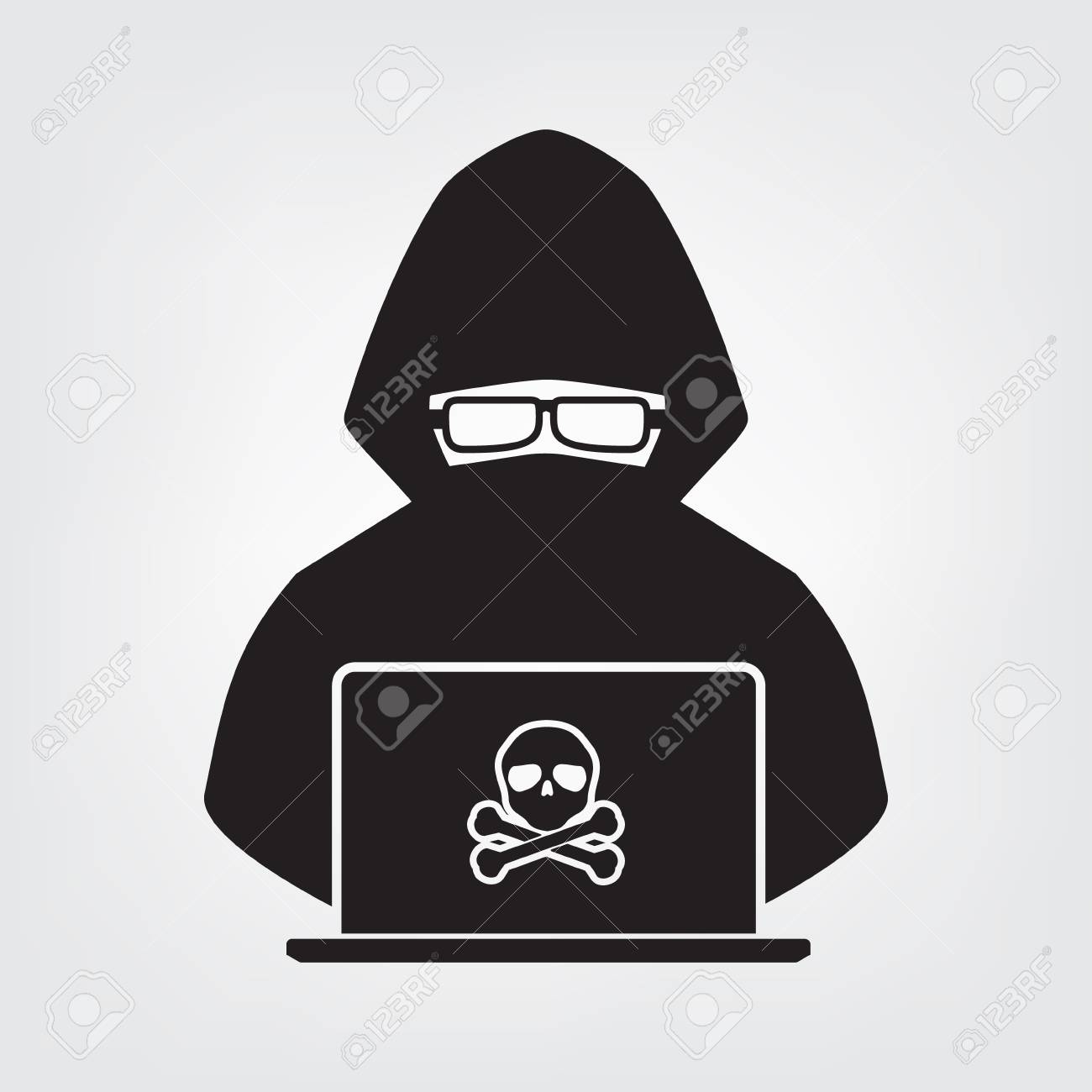 Hacker Icon Black Shadow With Skull Cross Bone On White Background Royalty Free Cliparts Vectors And Stock Illustration Image 92121319
