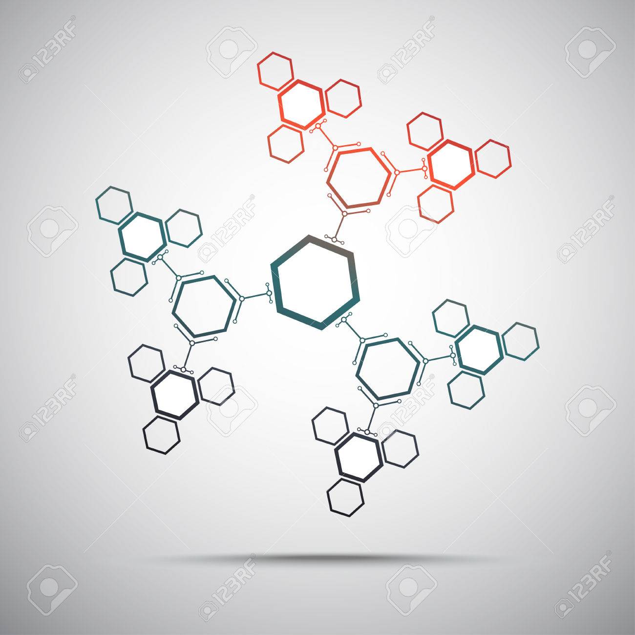 雪の結晶の形で六角形の細胞を接続します グラデーション ベクトル グラフィックのイラスト素材 ベクタ Image