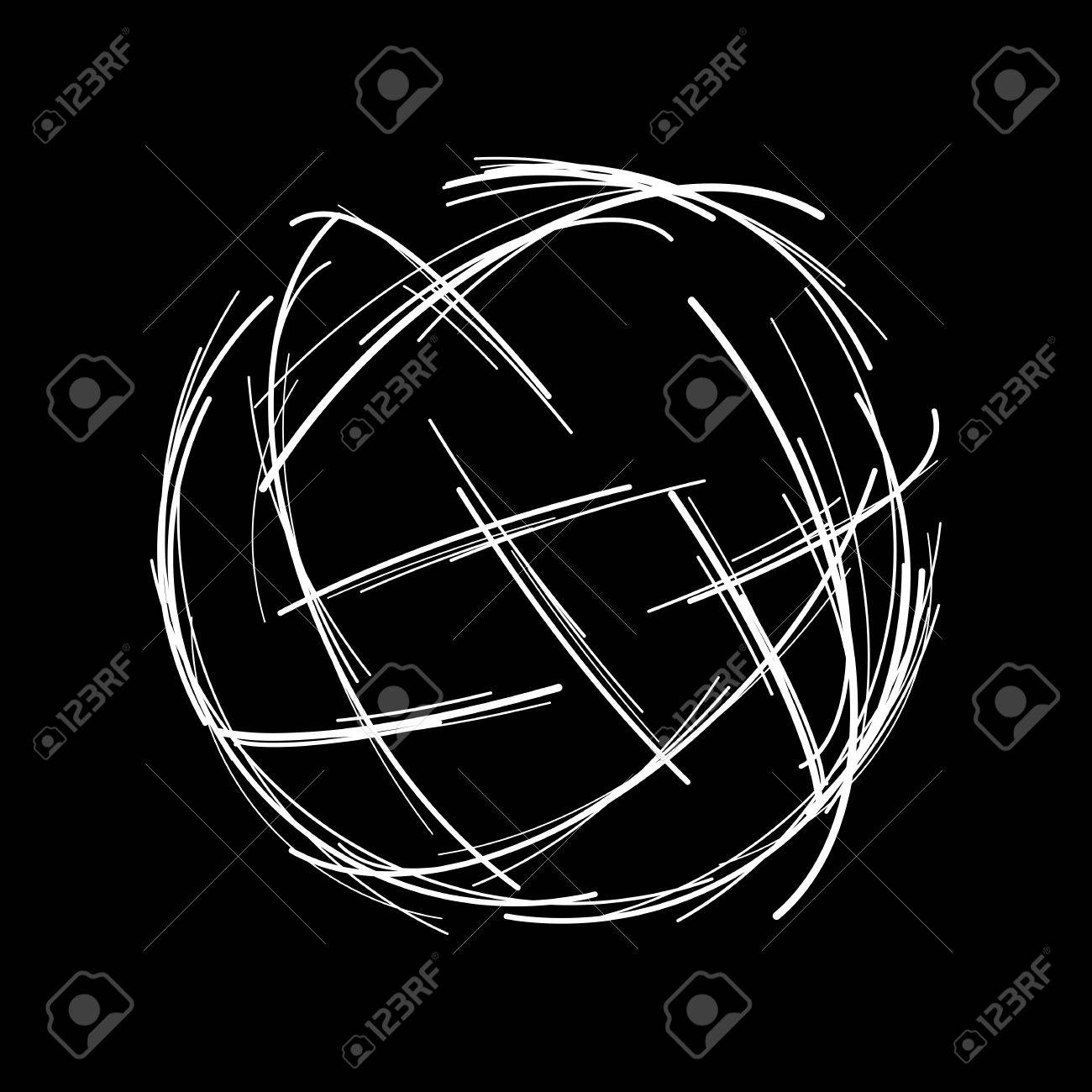 抽象的なベクトル線。技術の図をスケッチします。現代デジタル球黒背景