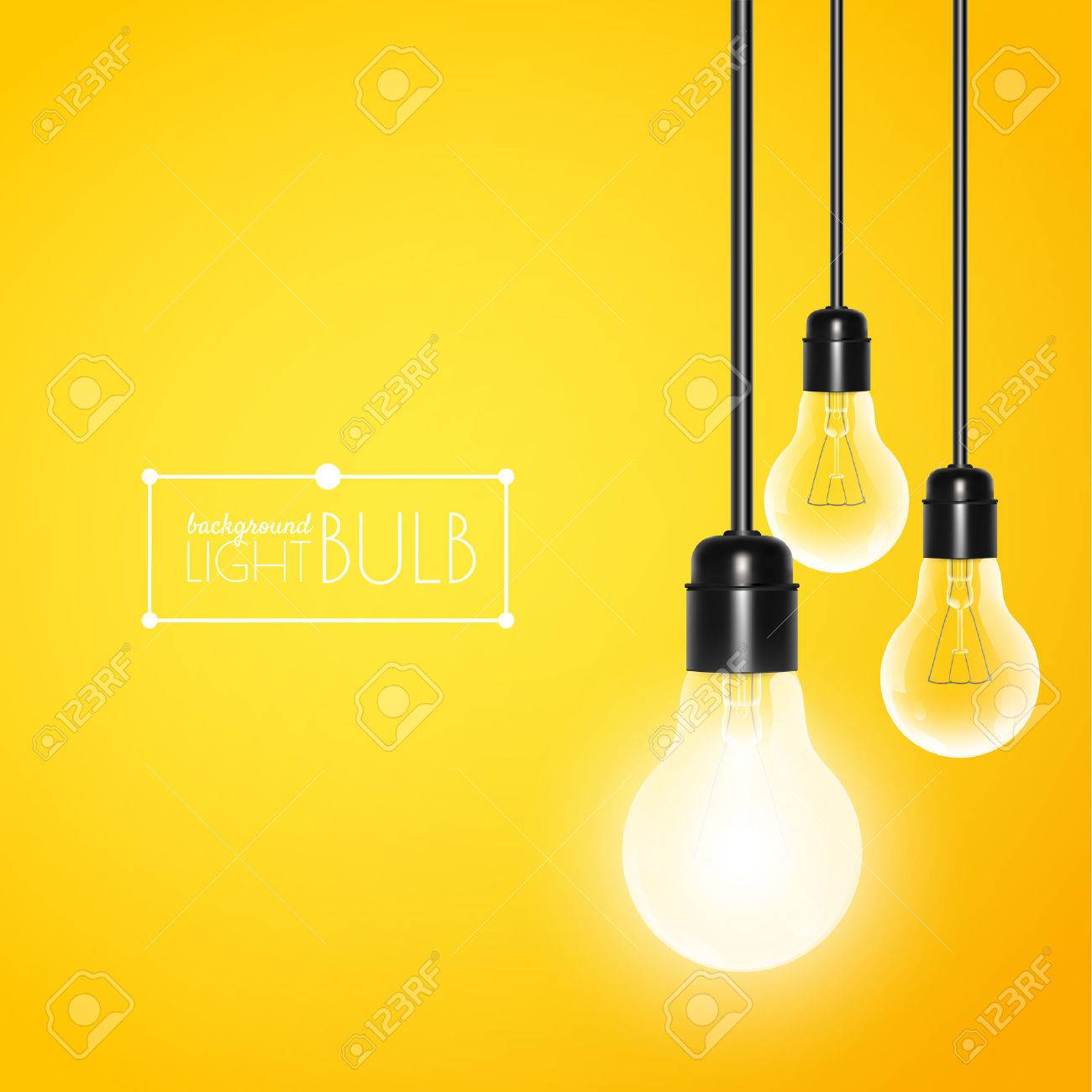 Hanging light bulbs with glowing one on a yellow background. Vector illustration for your design. - 51376609 Hanging light bulbs with glowing one on a yellow background. Vector illustration for your design. - 51376609