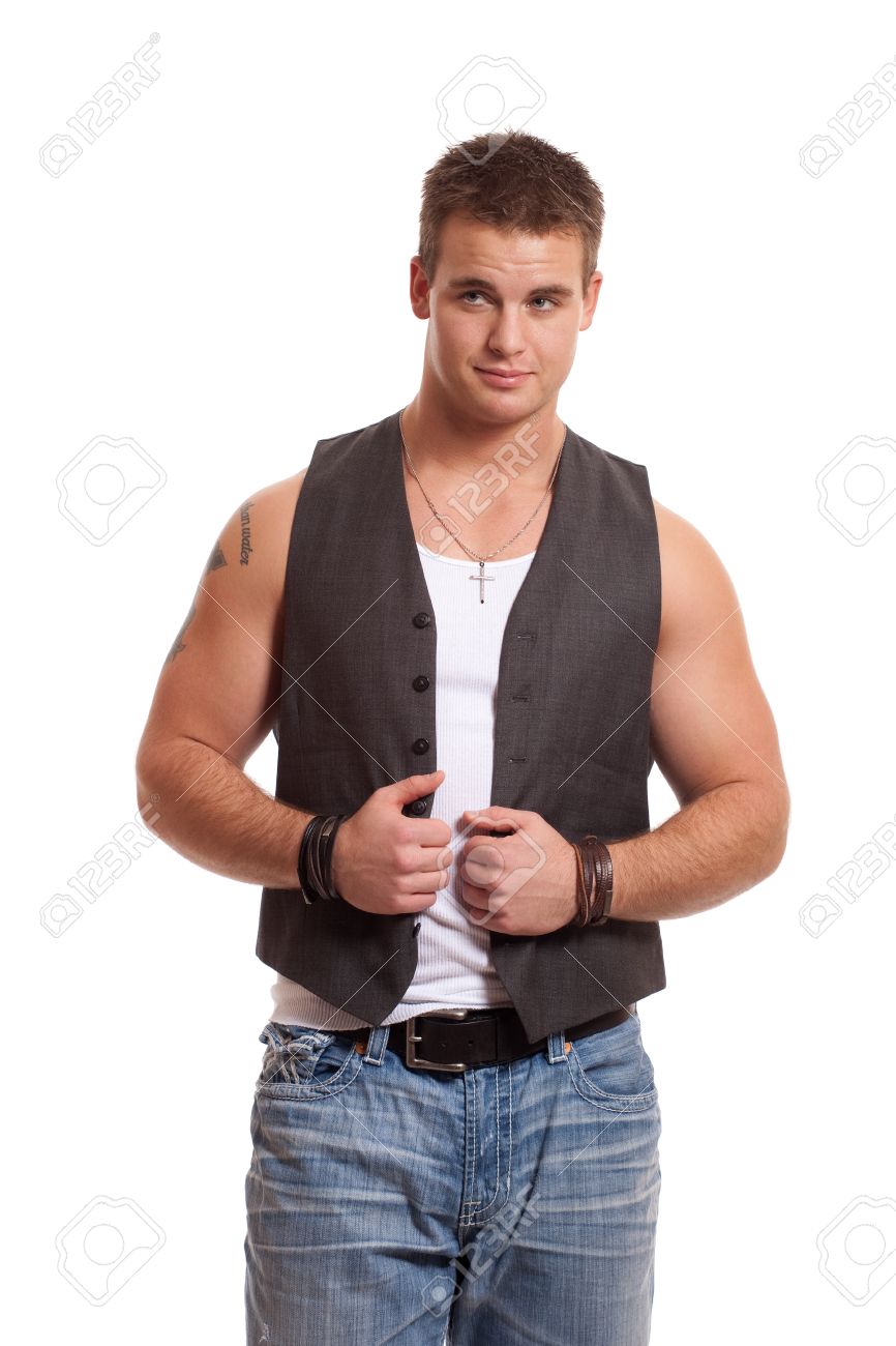 casual vest and jeans