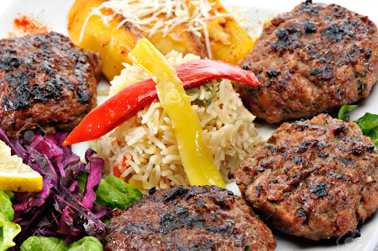 meatballs with rice and vegies stock photo picture and royalty free