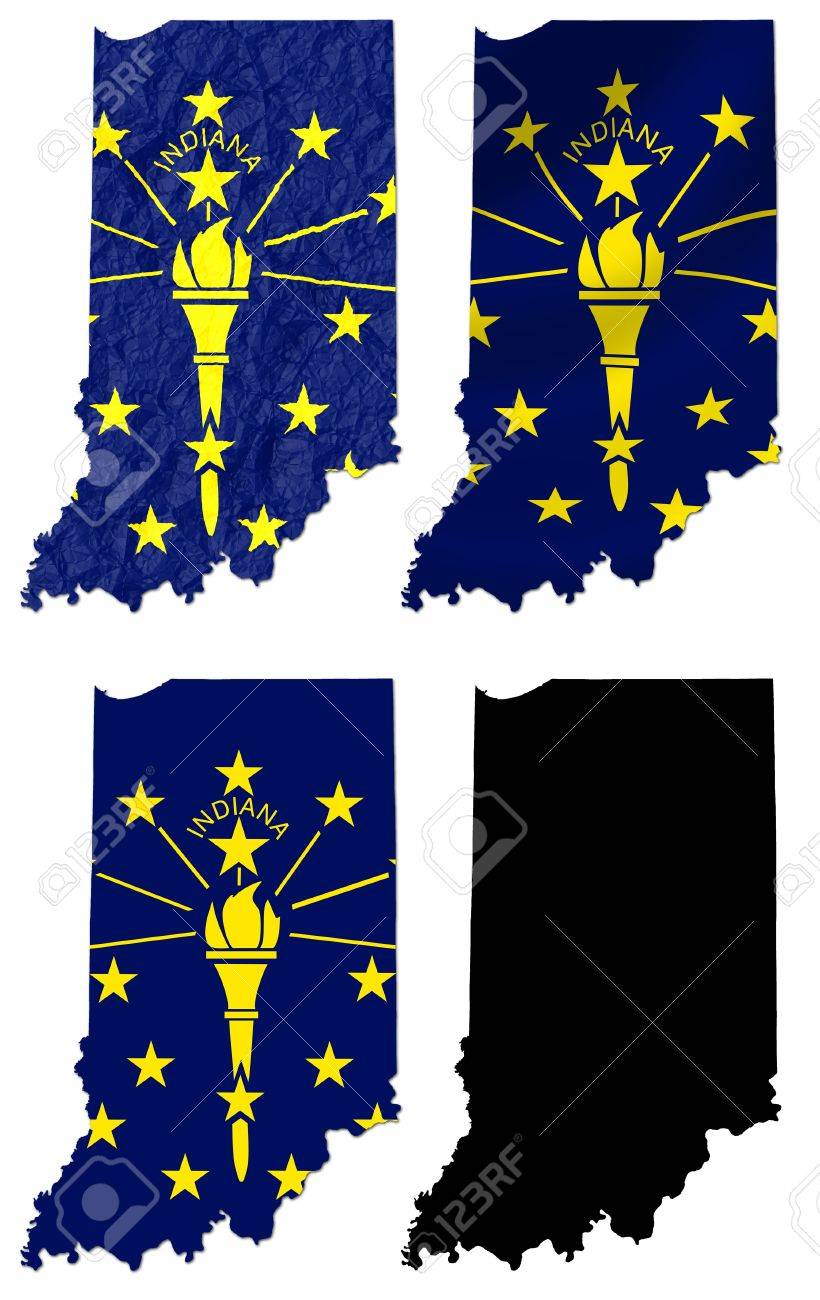 us indiana state flag over map collage stock po 18291162
