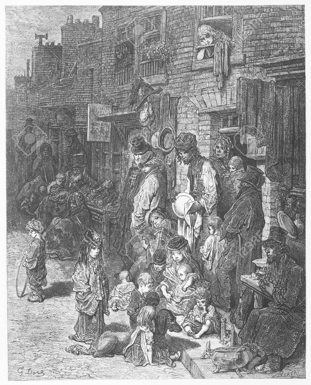 Stock Photo - Wentworth Street - Gustave Dore s 1872 London a Pilgrimage
