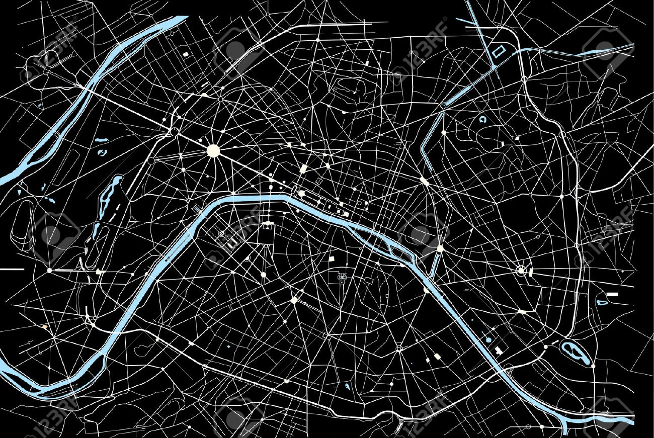 vector vector illustration of paris map in black and white