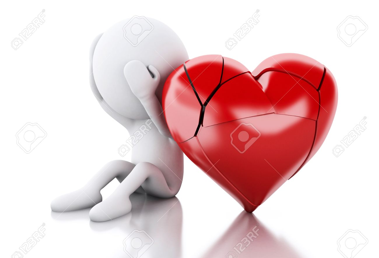 3d Renderer Bild Weisse Menschen Mit Herz Gebrochen Liebe Konzept Isolierte Weissem Hintergrund Lizenzfreie Fotos Bilder Und Stock Fotografie Image 56851533