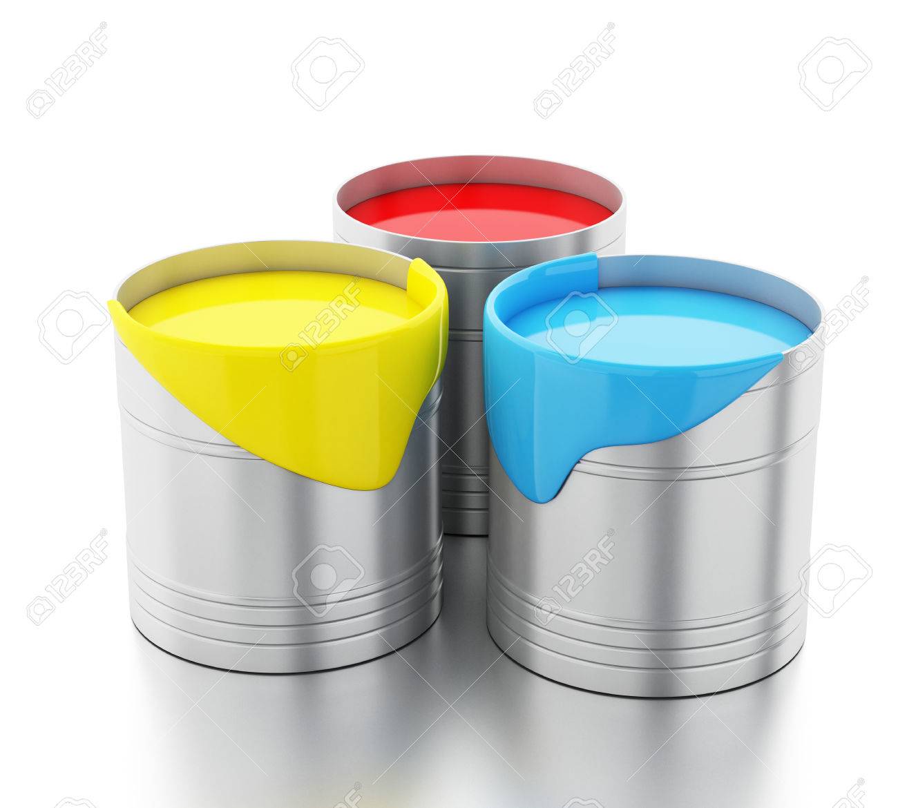 3d Renderer Image. Full Paint Buckets 