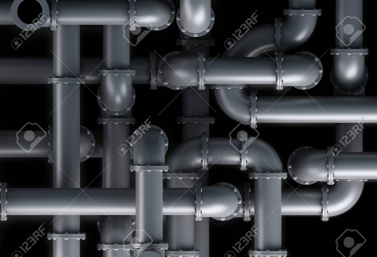 3 D イラスト パイプ システムのバック グラウンドのクローズ アップ表示 の写真素材 画像素材 Image