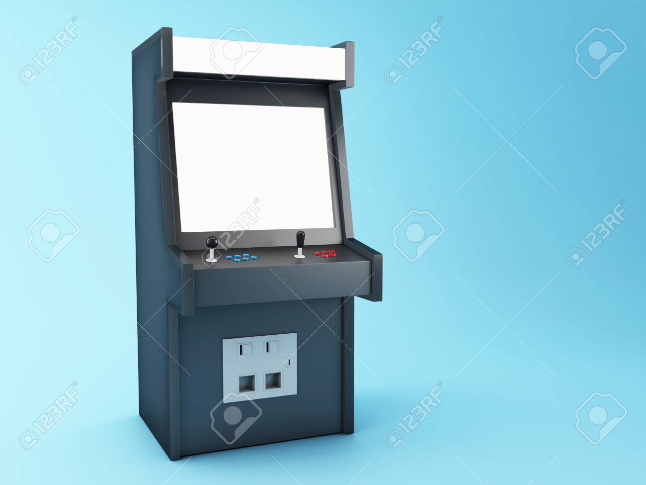3d Illustration Gaming Arcade Machine With Blank Screen Stock