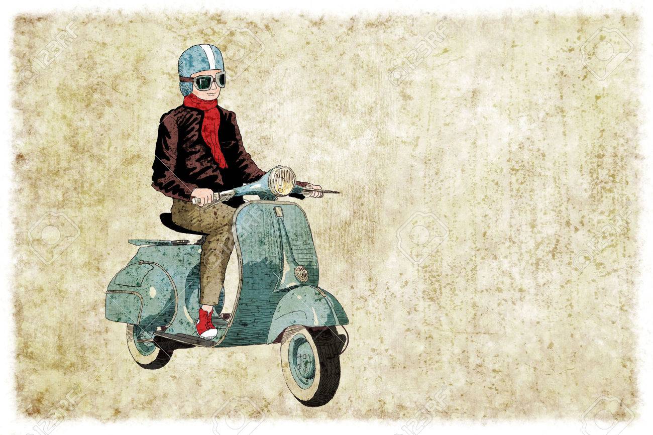 Old Style Bike Vespa Digital Illustration Stock Old Style Bike Vespa Digital Illustration Stock