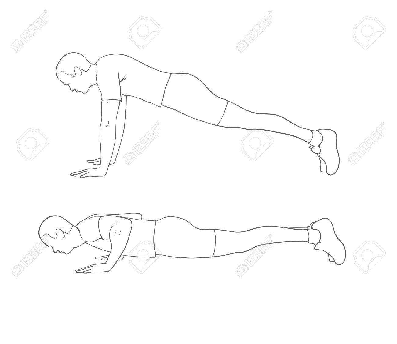 Digital Illustration Of A Fittness Man Doing Push Ups Stock Photo ...