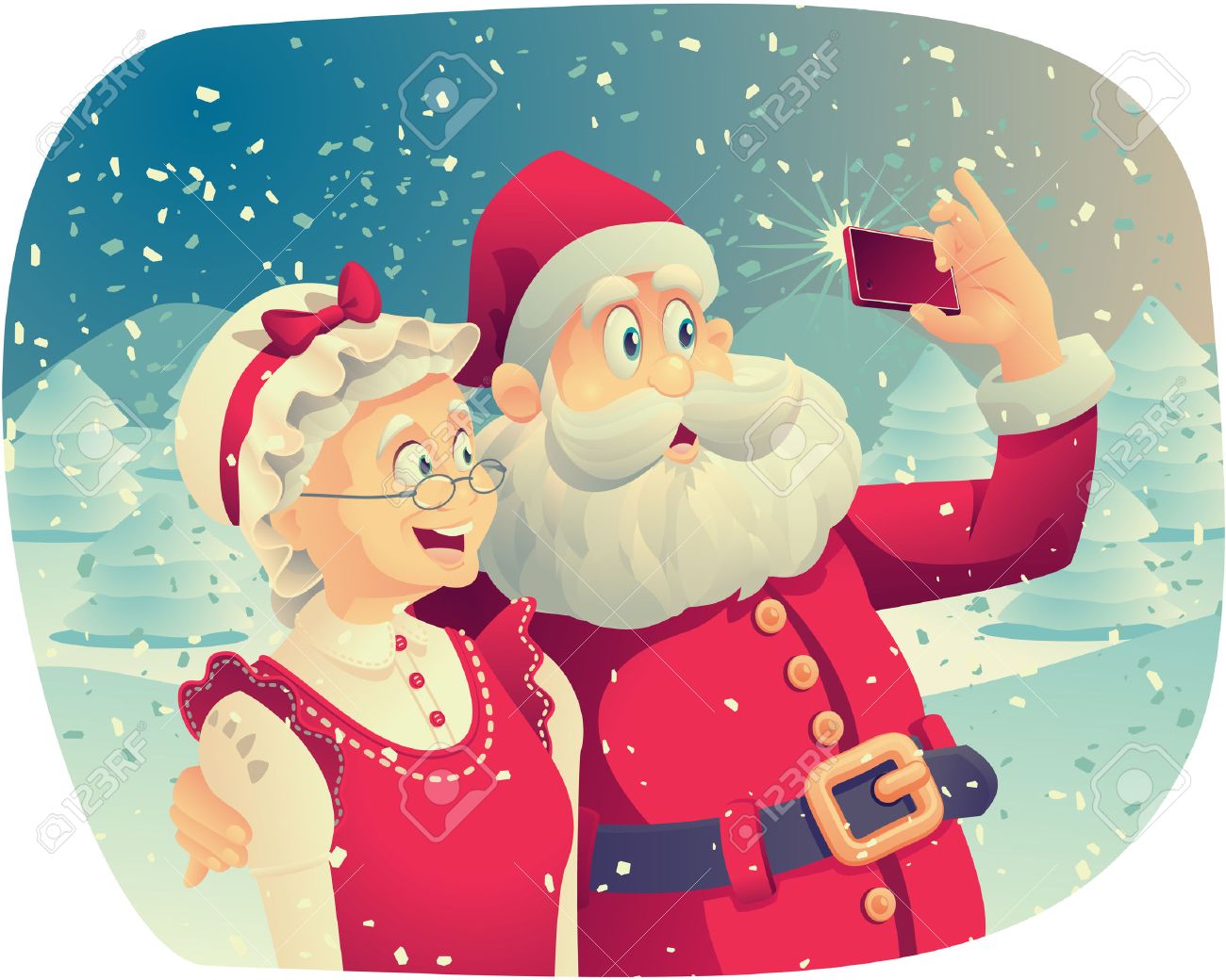 Santa Claus And Mrs Claus Taking A Photo Together Stock Vector 48284421 Santa Claus And Mrs Claus Taking A Photo Together Stock Vector 48284421