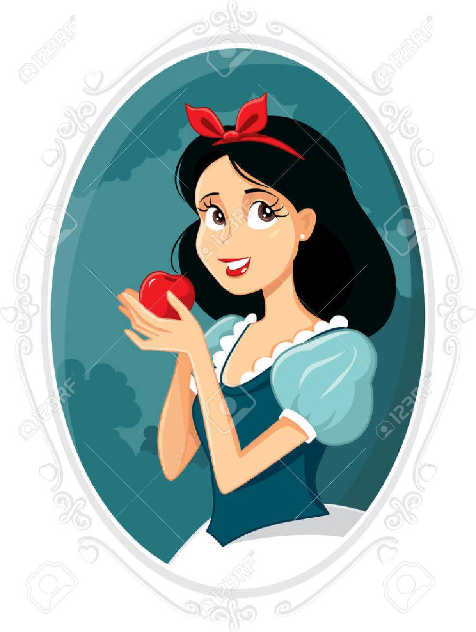 Snow White Holding Apple Vector Illustration - 58291506 Snow White Holding Apple Vector Illustration - 58291506