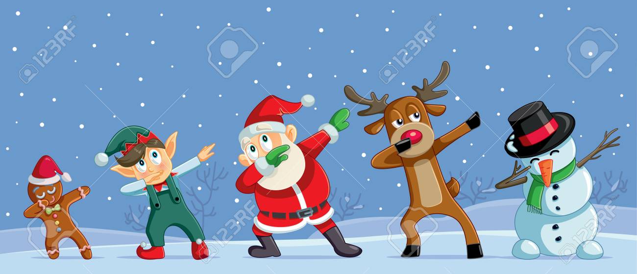 Dabbing Christmas Cartoon Characters Funny Banner Royalty Free Cliparts Vectors And Stock Illustration Image 112461276 dabbing christmas cartoon characters funny banner