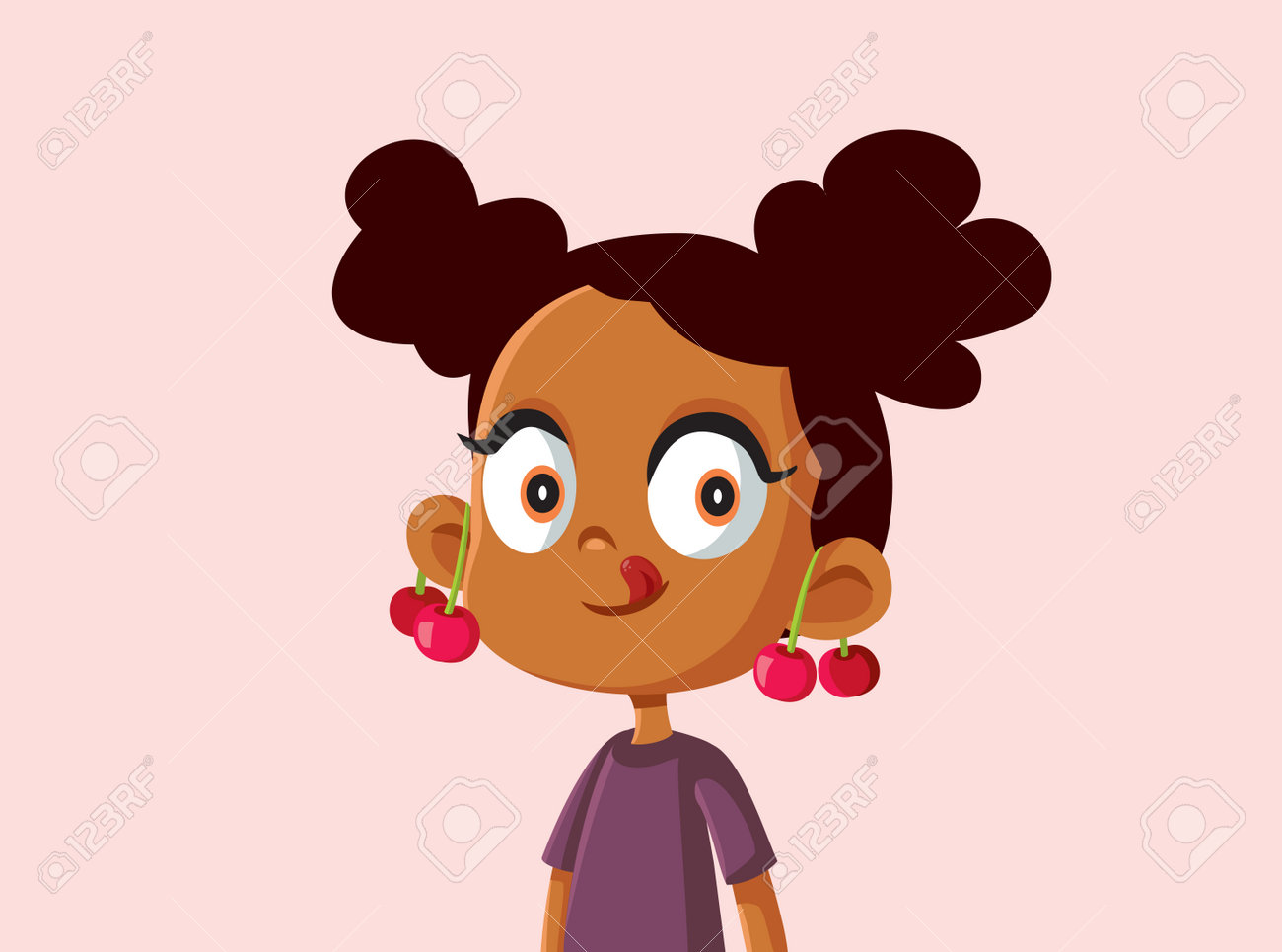 Cute African Girl with Cherries on Her Ears Vector Illustration - 171232948 Cute African Girl with Cherries on Her Ears Vector Illustration - 171232948