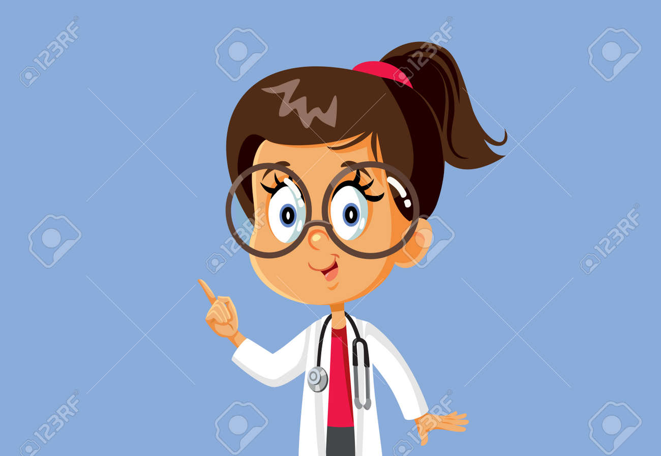 Little Girl Wearing a Doctor Costume and a Stethoscope - 171651491 Little Girl Wearing a Doctor Costume and a Stethoscope - 171651491