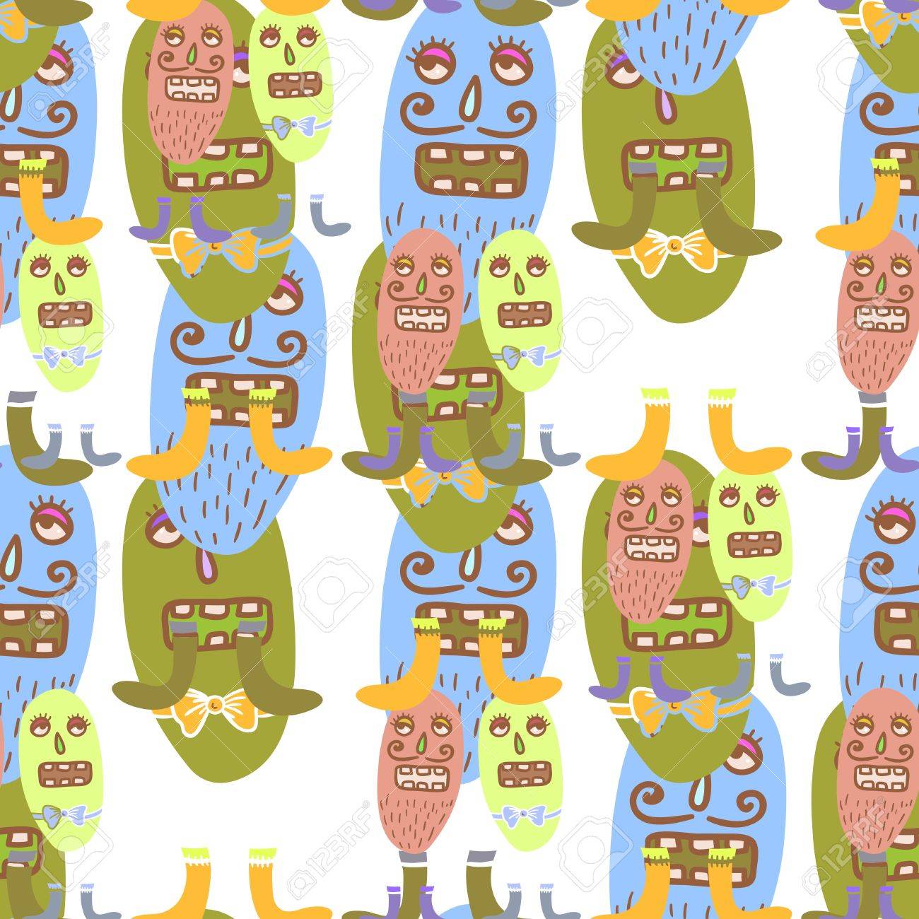 かわいい微生物とのシームレスな反復可能なパターン のイラスト素材 ベクタ Image