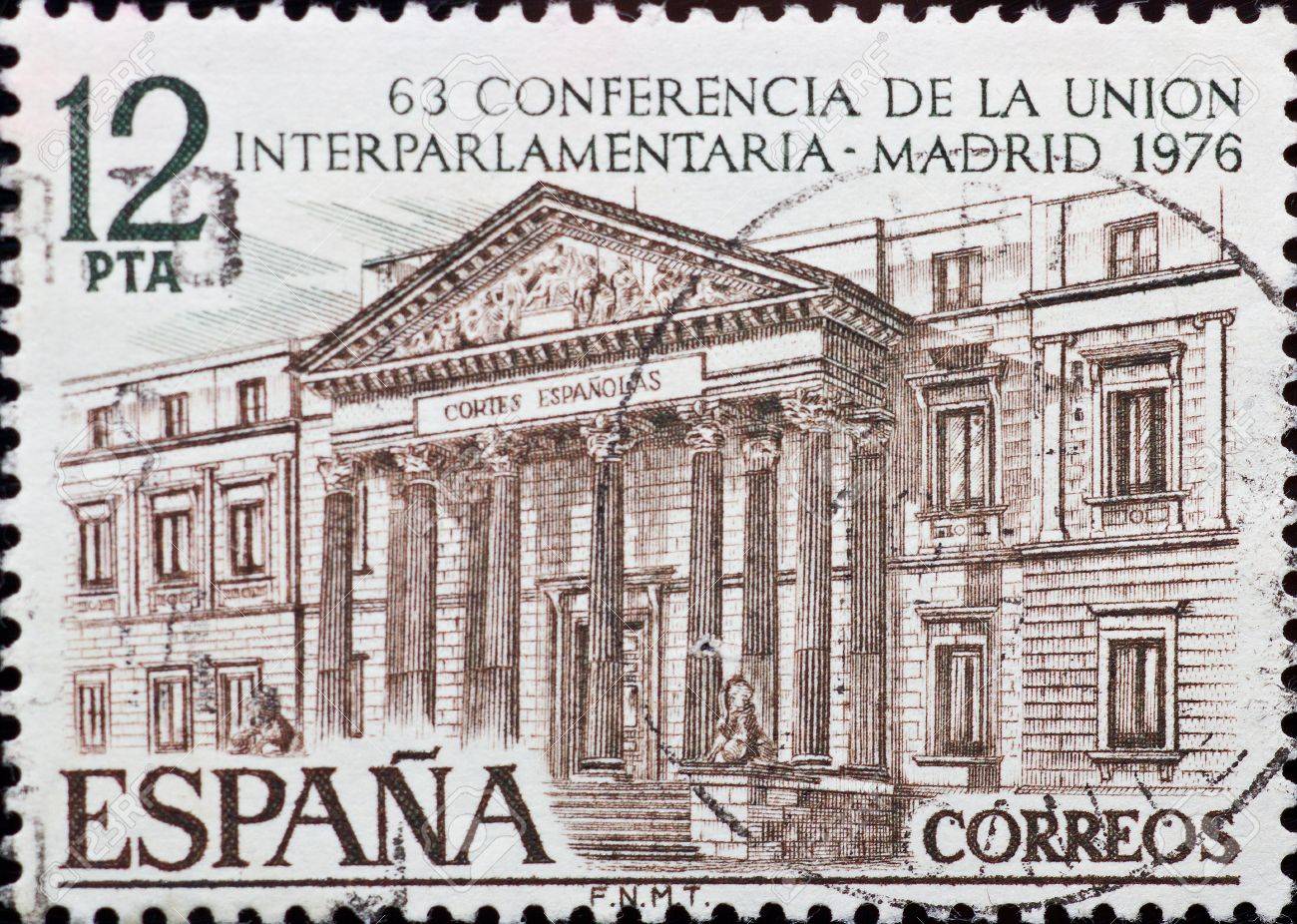 スペイン - 1976 年頃: スペイン、議員連合の年頃 1976年 63 会議を記念に印刷スタンプです。の写真素材・画像素材 Image  16094326