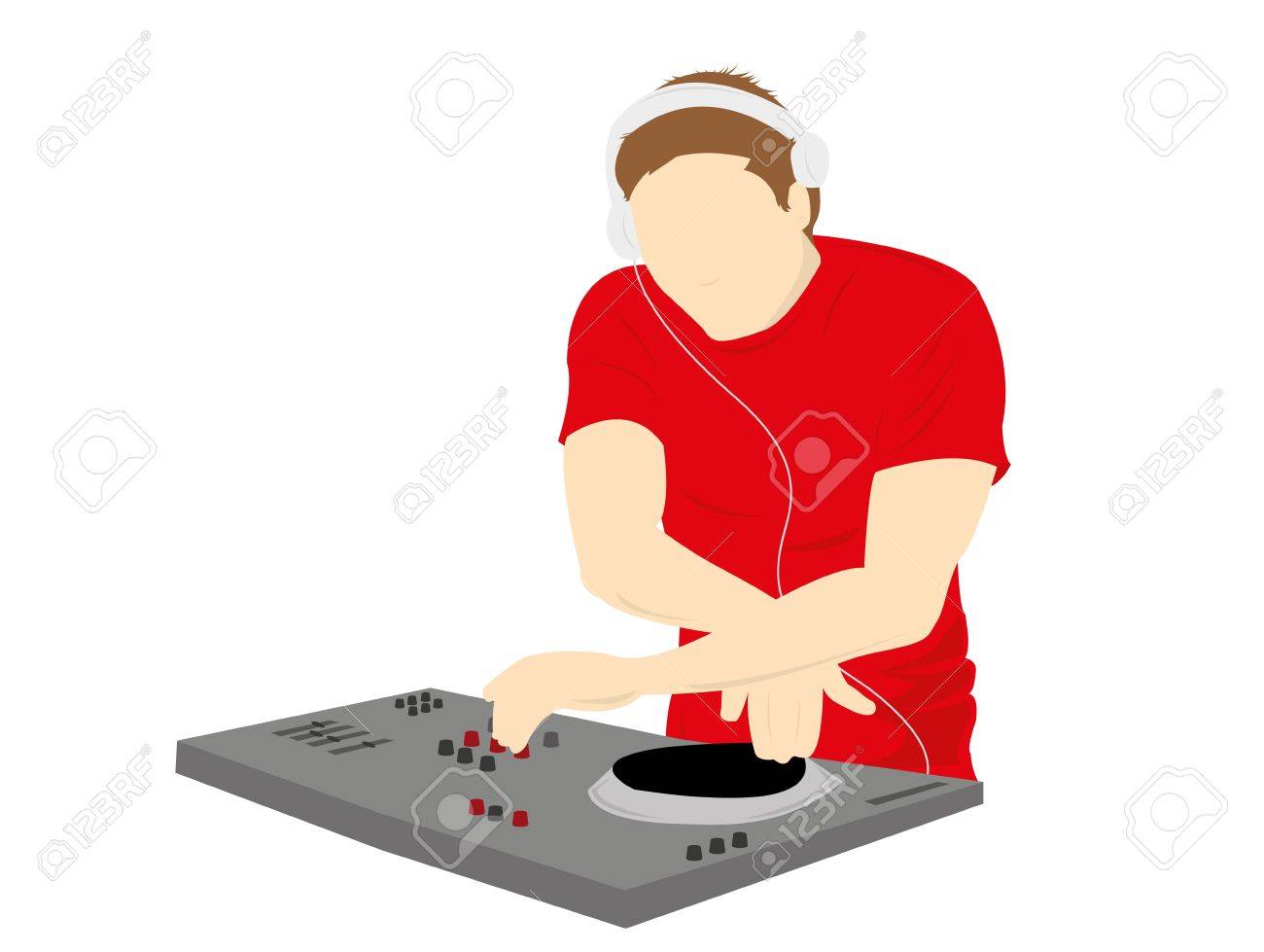 男性のシルエット Dj ミキシング レコード デッキ ベクトル イラストのイラスト素材 ベクタ Image