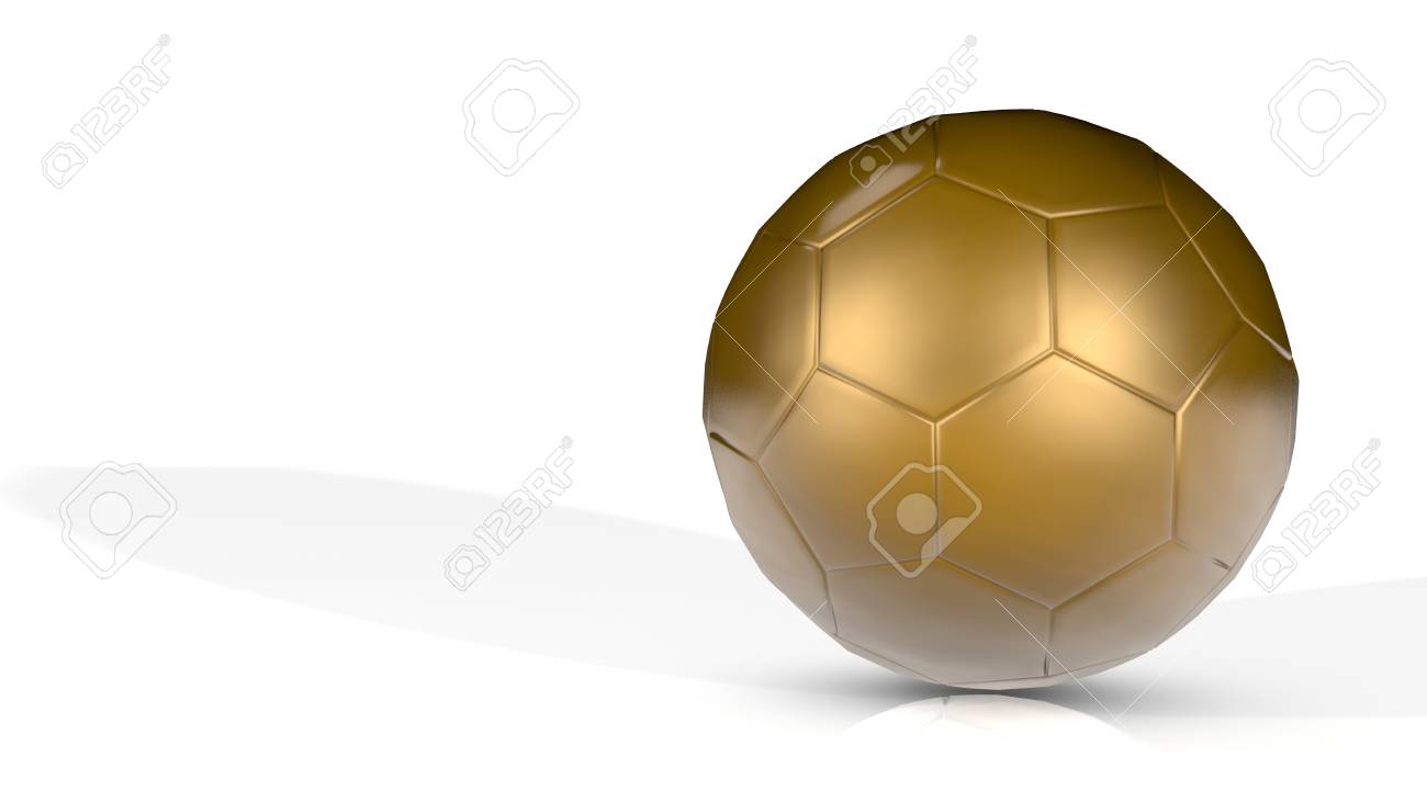 ゴールド サッカー サッカー ボール 古典的なタイプ の分離のレンダリングします の写真素材 画像素材 Image