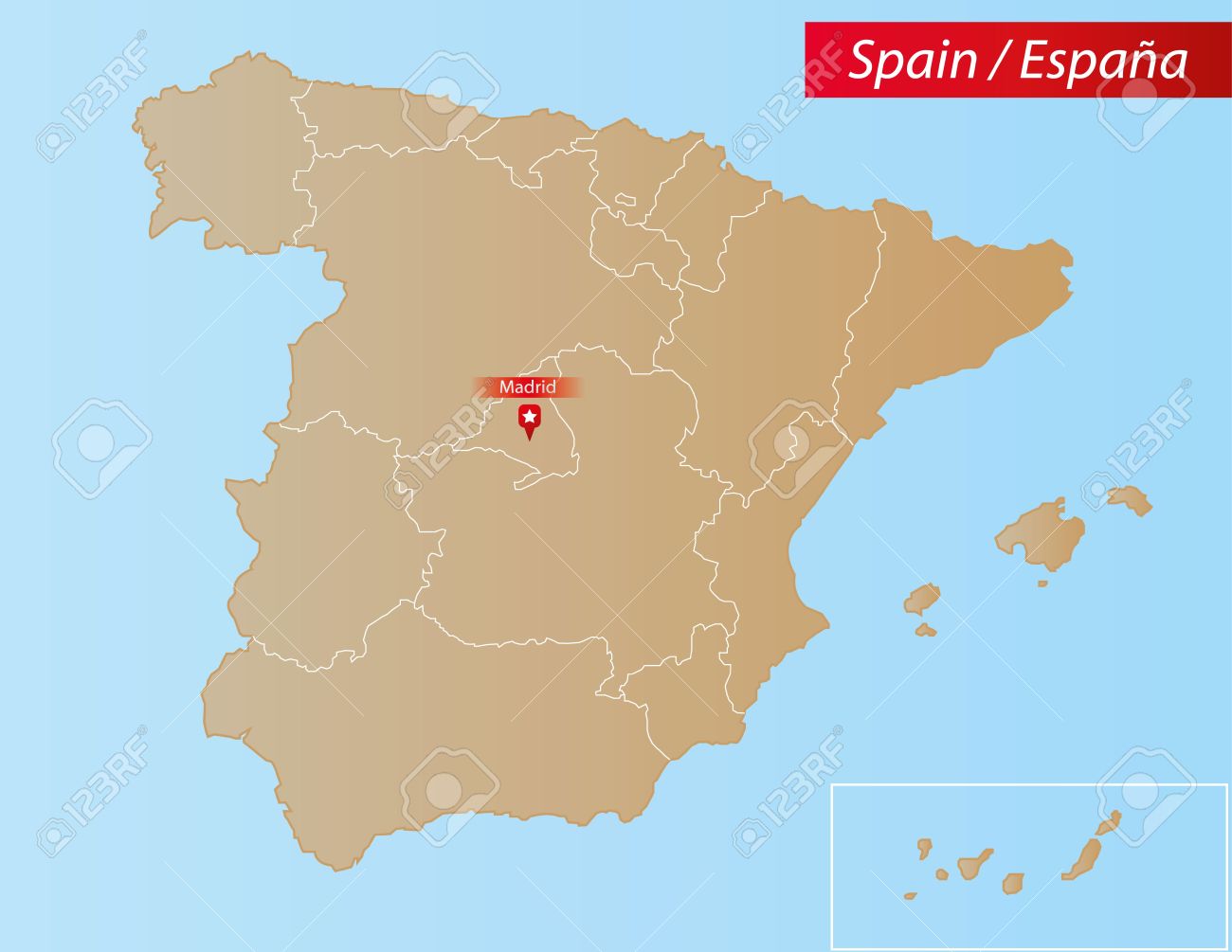 Carte De L Espagne Avec Les Iles Et Les Communautes Autonomes Clip Art Libres De Droits Vecteurs Et Illustration Image 2814