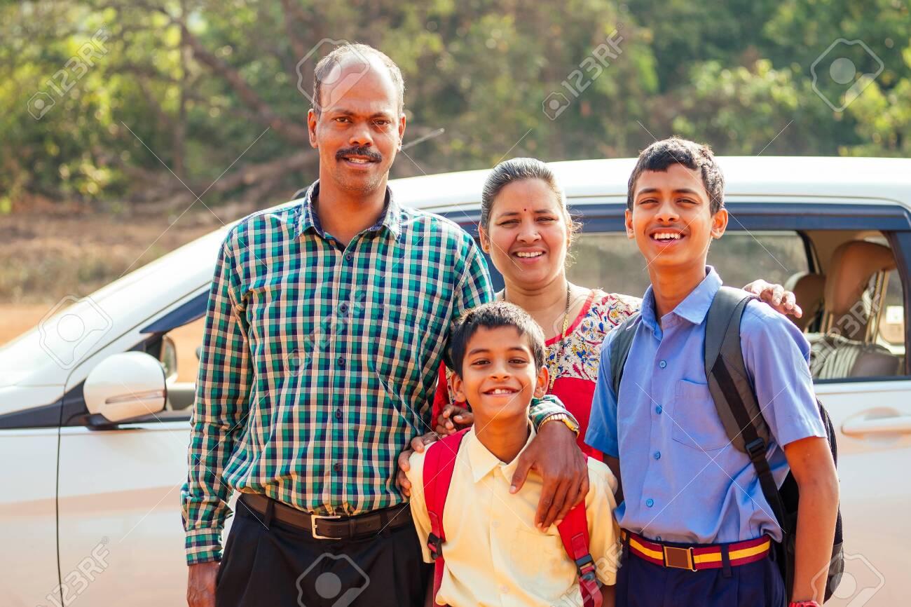 Indian Family Driving Boys To School In Front Of House Gates Stock Photo,  Picture and Royalty Free Image. Image 146075289., image size:1300x866