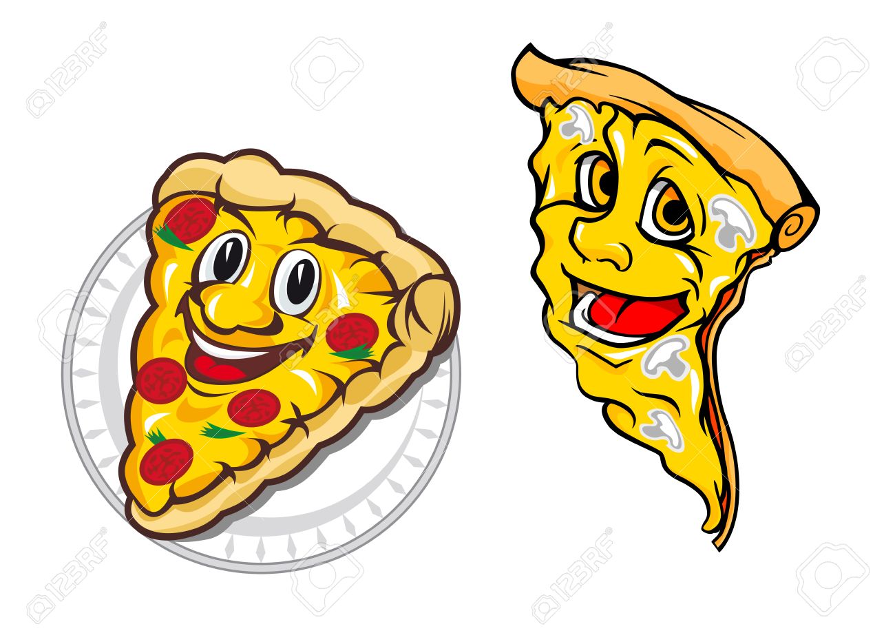 Gluckliches Pizzascheiben Comic Figuren Die Vegetarische Pizza Mit Tomaten Und Pilzen Isoliert Auf Weissem Hintergrund Fur Fast Food Oder Pizzeria Design Lizenzfrei Nutzbare Vektorgrafiken Clip Arts Illustrationen Image