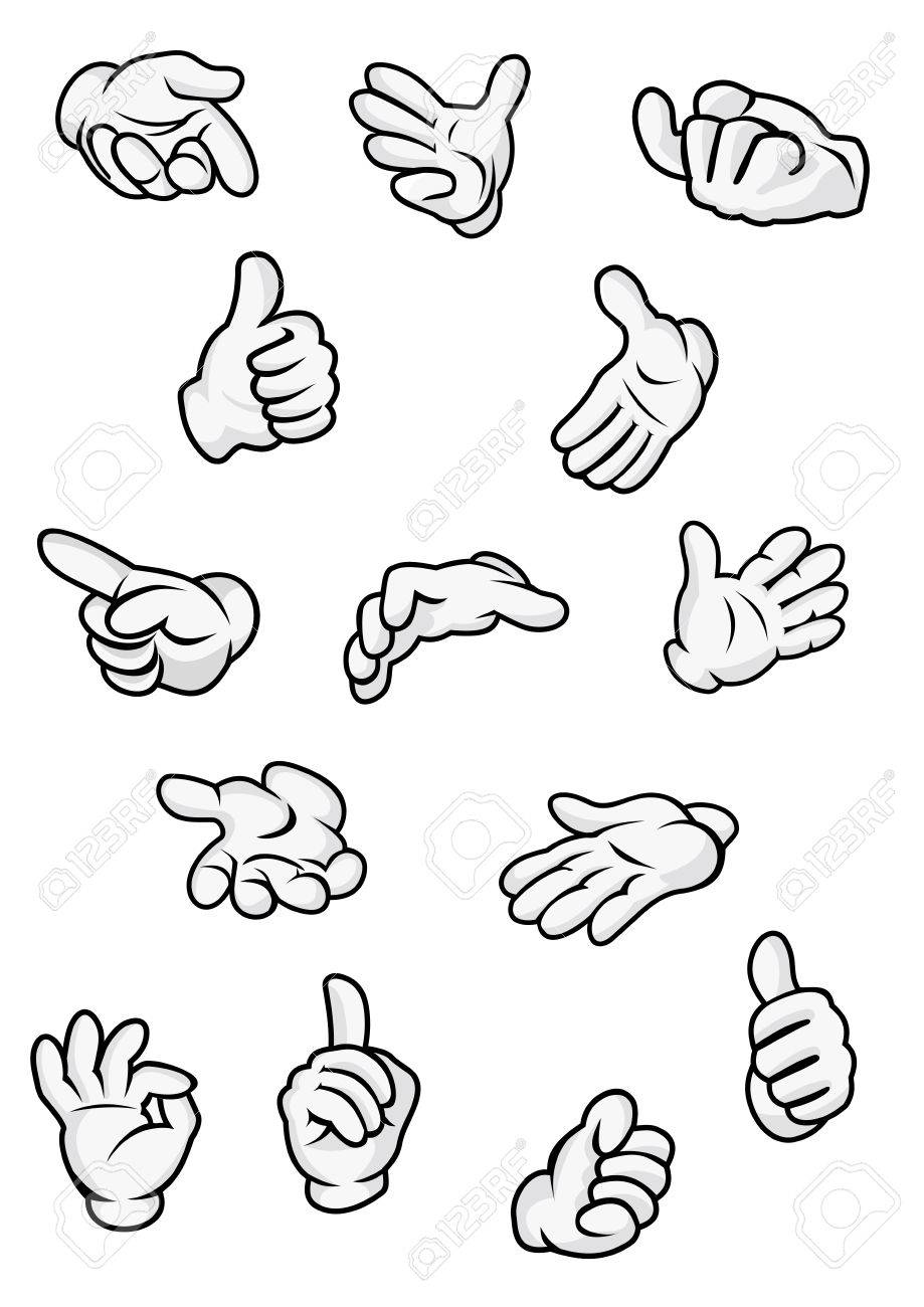 Human hand and fingers signs and gestures showing direction, attention, ok, super etc in cartoon style isolated on white background - 41422257 Human hand and fingers signs and gestures showing direction, attention, ok, super etc in cartoon style isolated on white background - 41422257