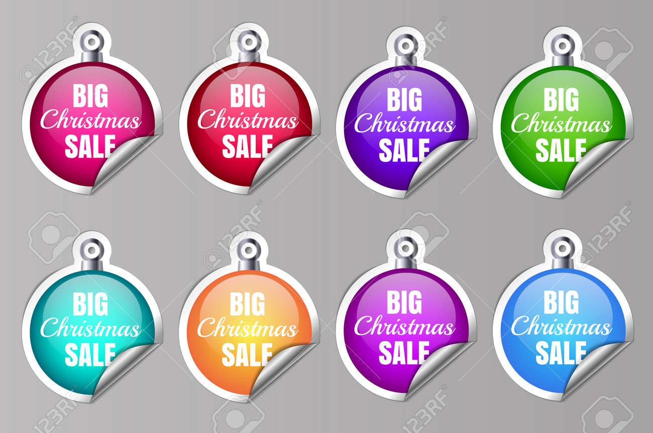 Big Sale Christmas Ball Sticker tags with Big Christmas Sale text on Colorful Christmas Ball Sticker tags - EPS10 Vector. Vector illustration - 158826551 Big Sale Christmas Ball Sticker tags with Big Christmas Sale text on Colorful Christmas Ball Sticker tags - EPS10 Vector. Vector illustration - 158826551