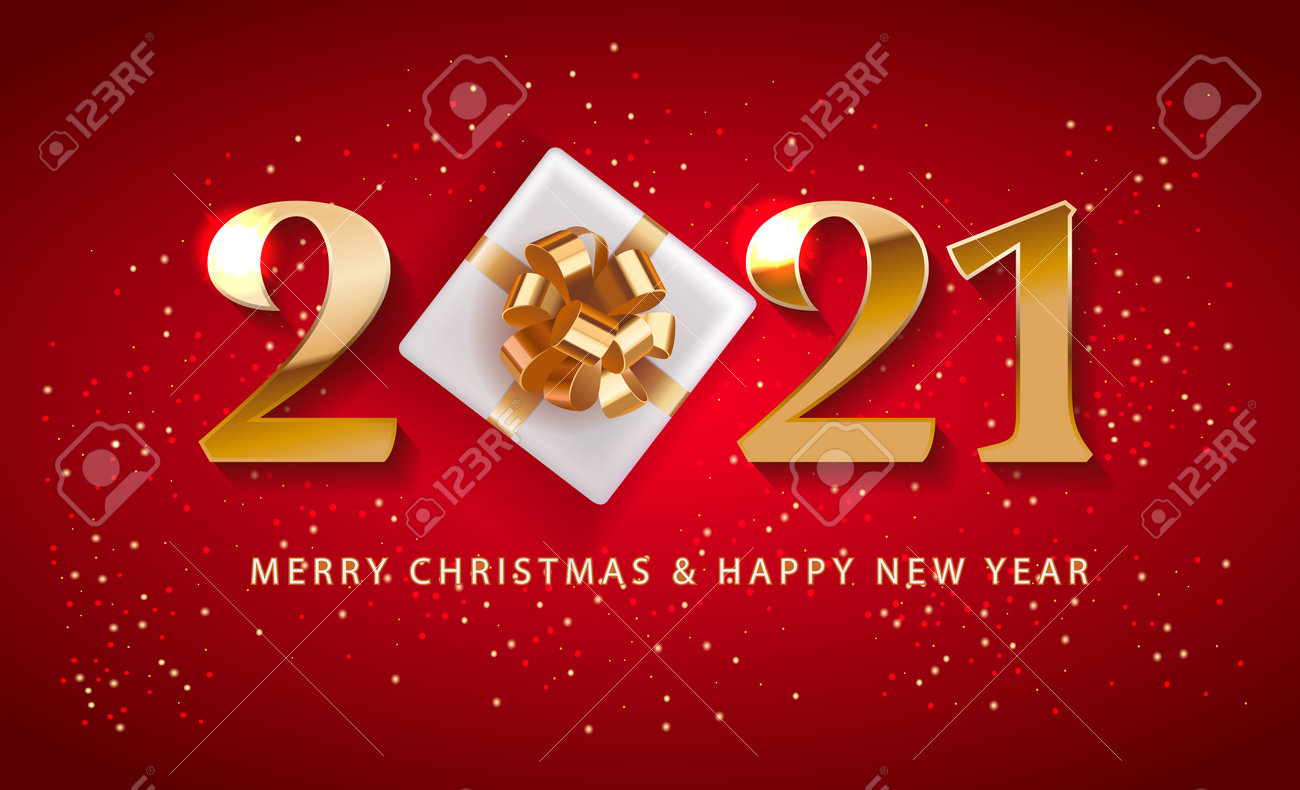 Merry Christmas and Happy New Year 2021 numbers logo Promotion Poster or banner with red gift box ,Shopping or Christmas Promotion in red and gold style. Festive vector background. - 160206987 Merry Christmas and Happy New Year 2021 numbers logo Promotion Poster or banner with red gift box ,Shopping or Christmas Promotion in red and gold style. Festive vector background. - 160206987