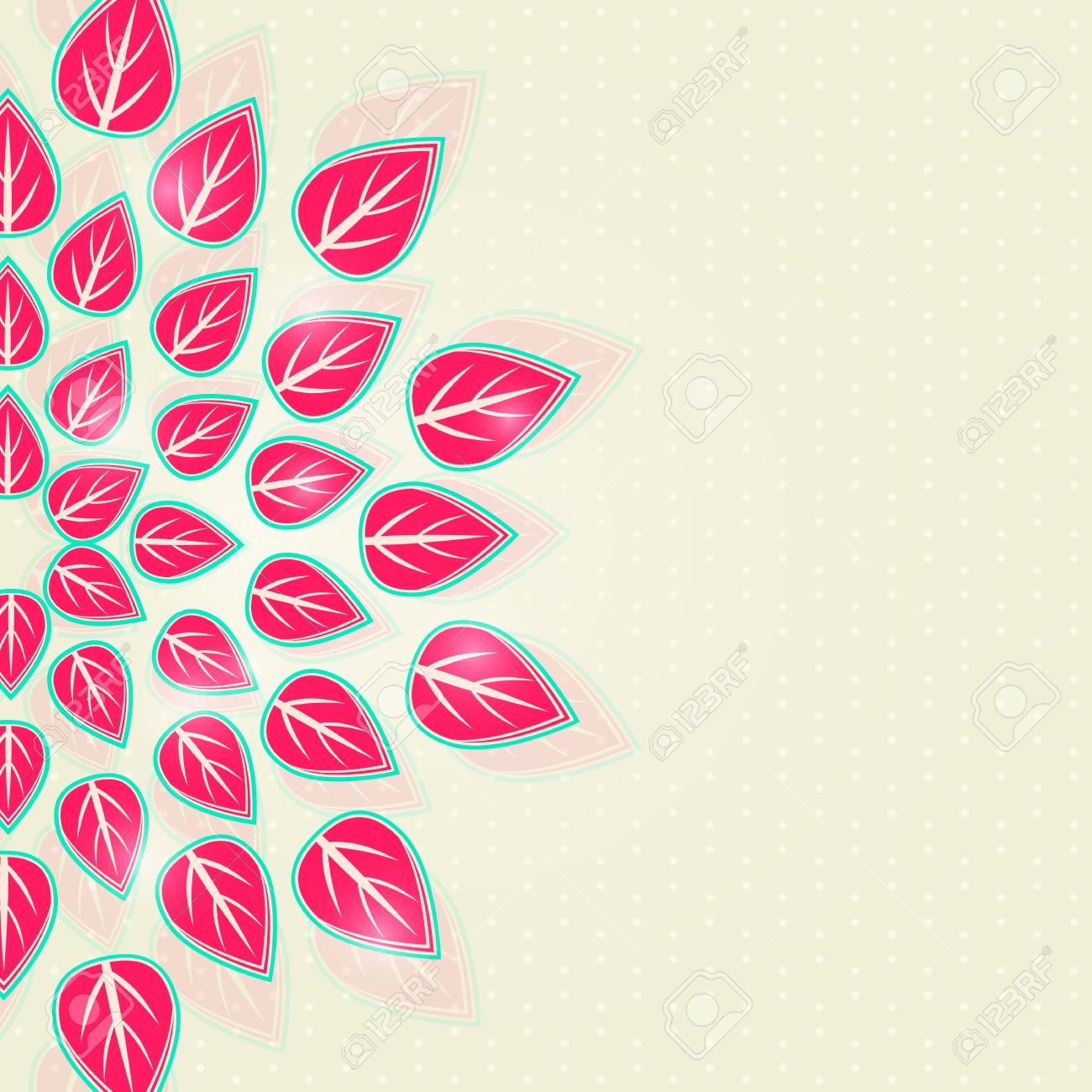 red leaf half circle at invitation card floral template design