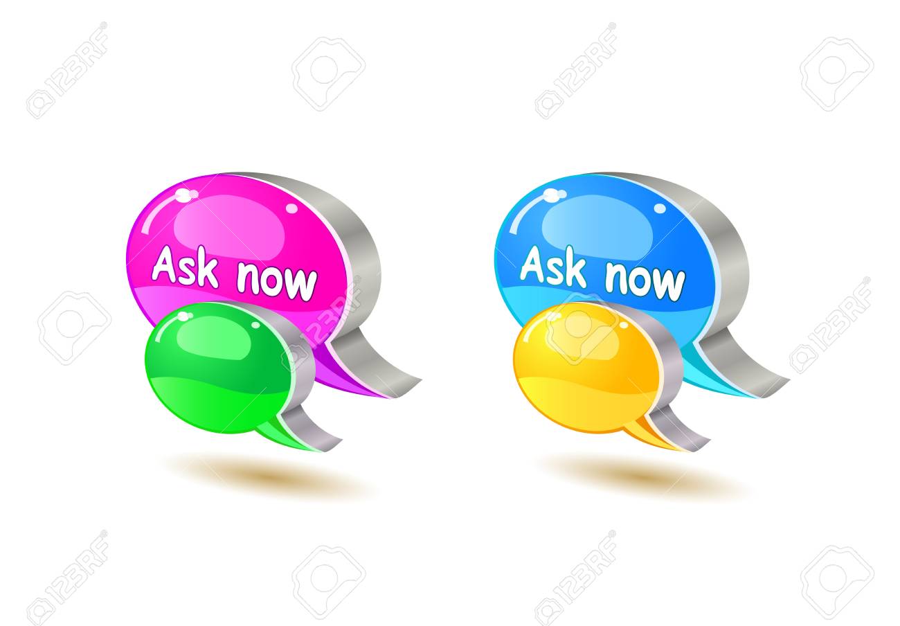 Colorful Ask Bubble Chat Icon Set Isolated On White Background Royalty Free Cliparts Vectors And Stock Illustration Image