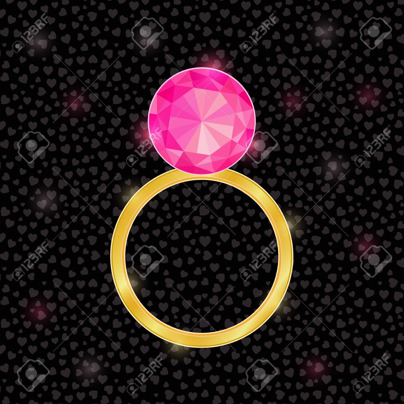 ピンクの宝石石で金の指輪 結婚式の背景のイラスト素材 ベクタ Image