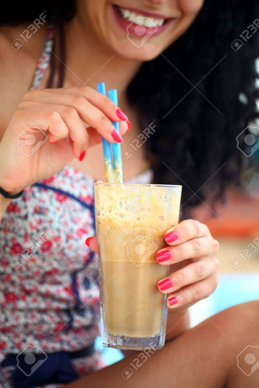 Drinking Iced Coffee Drinking Iced Coffee
