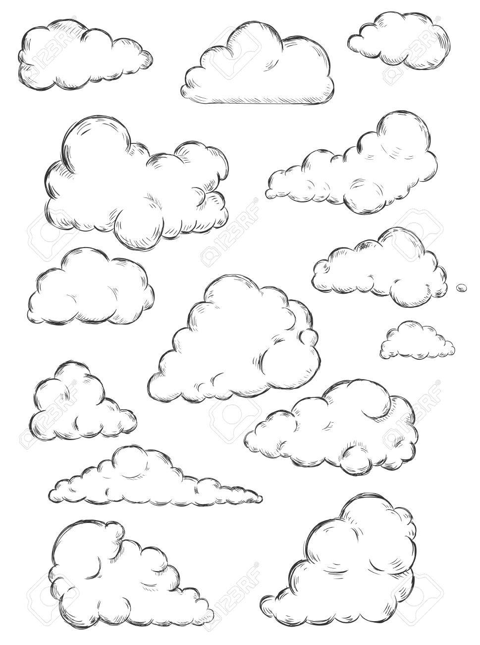 白背景のスケッチ雲のベクトルを設定 のイラスト素材 ベクタ Image 白背景のスケッチ雲のベクトルを設定 のイラスト素材 ベクタ Image