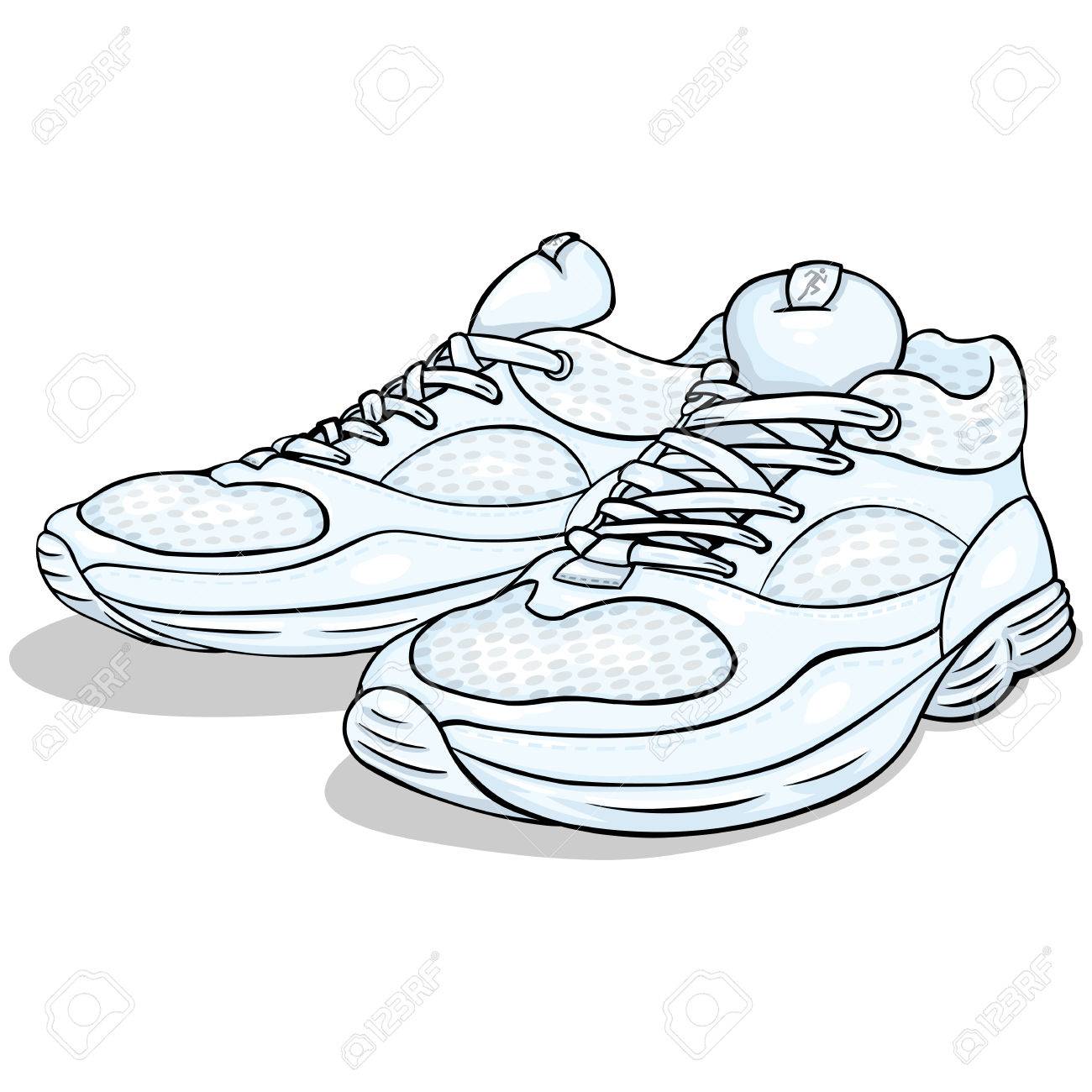 Vector Cartoon White Running Shoes On White Background Royalty