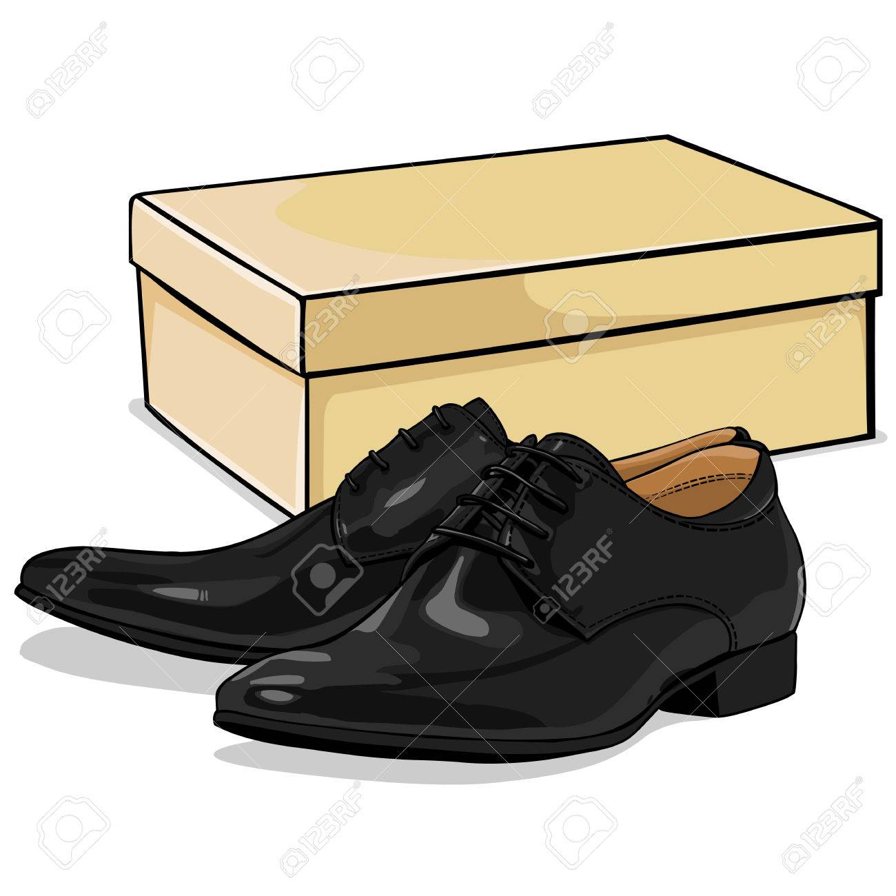 Vector De Dibujos Animados Zapatos Clásicos De Hombres Con Caja De Zapatos Ilustraciones Vectoriales Clip Art Vectorizado Libre De Derechos Image 62757817
