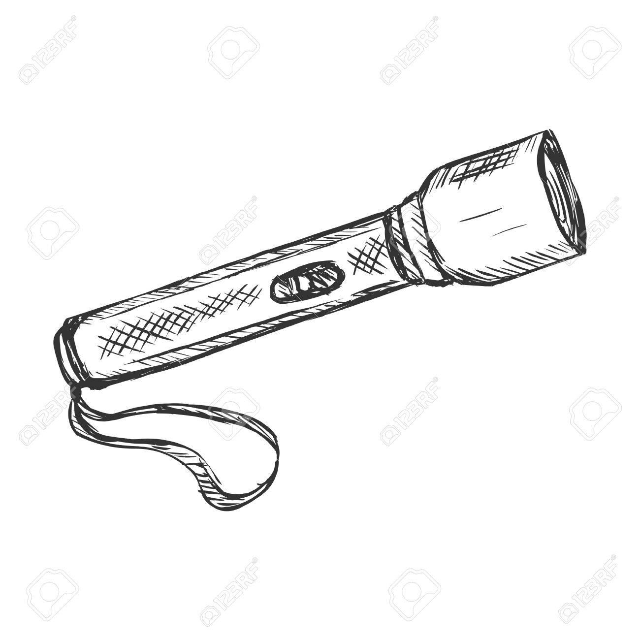 白の背景にベクトル スケッチ単一懐中電灯のイラスト素材 ベクタ Image 62757935