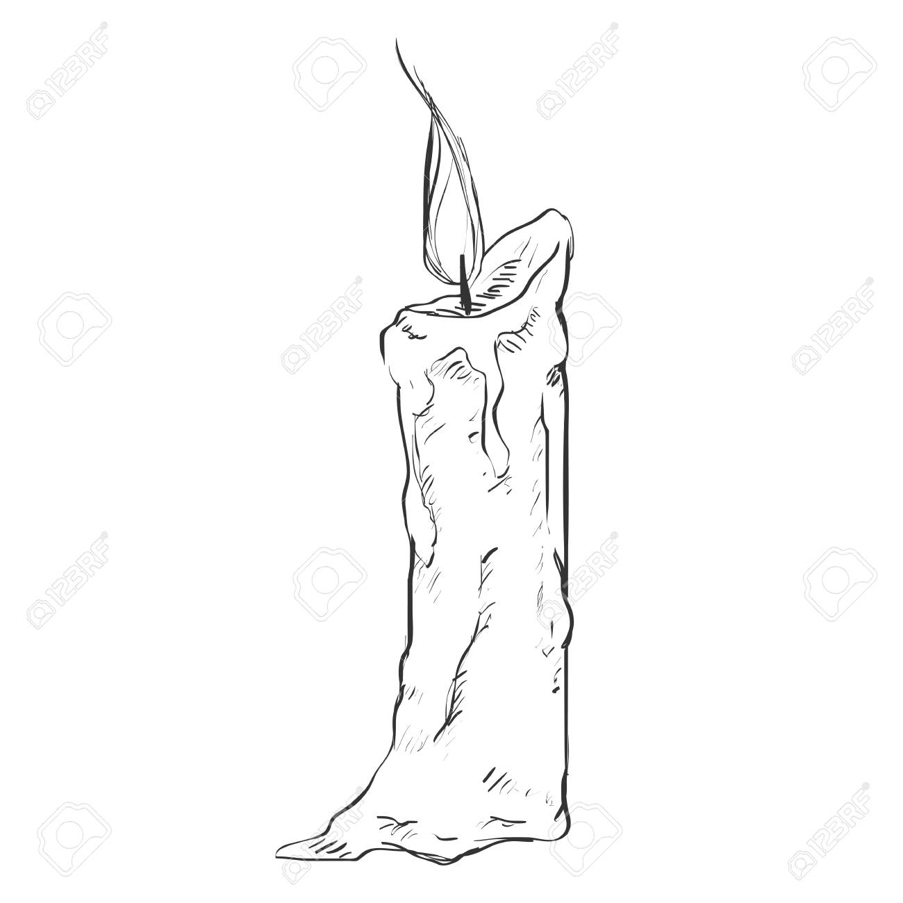 Vektor hand gezeichnete Skizze der Kerze in Tinte Hand gezeichneten Stil Stock-Vektorgrafik - Alamy