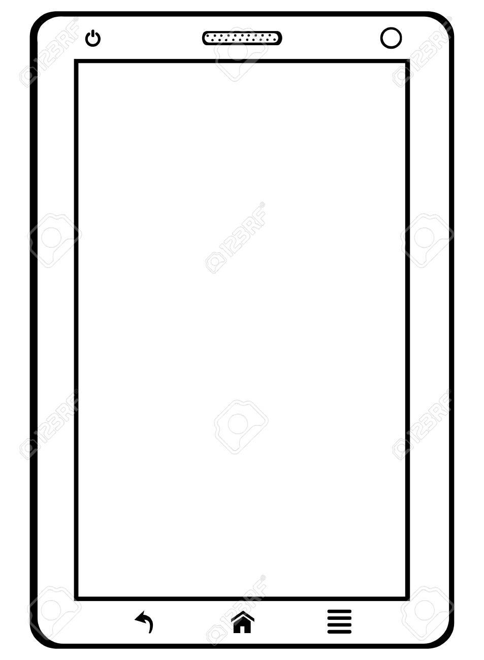 白の背景にベクトル単一線画タブレット Pcのイラスト素材 ベクタ Image